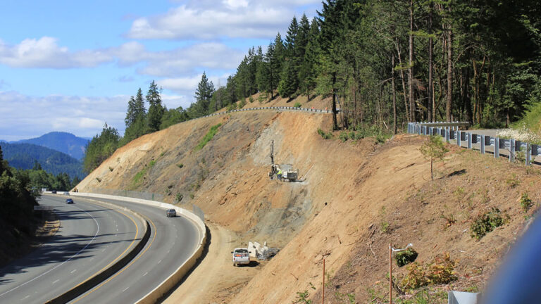 Mount Hood highway 26 construction job rock drilling and blasting