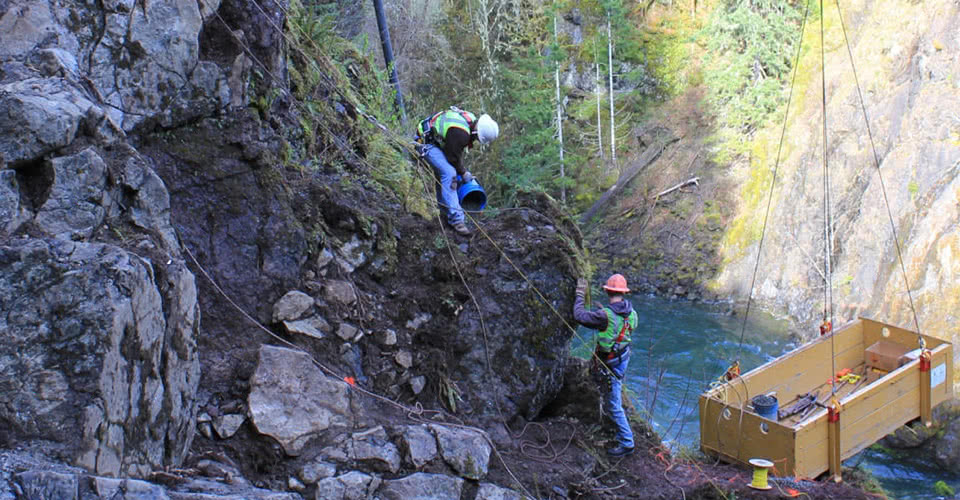 McCallum Rock Drilling Team Working on Lake Cushman Dam